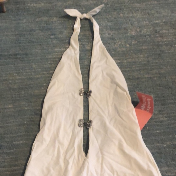 Size S white backless VTG swimsuit with glitter clasp buttons, found in Italy - Picture 3 of 8